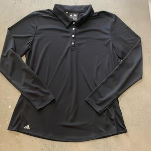 Never worn Women’s Adidas long sleeve black polo. Size large. Retail $70. Black.